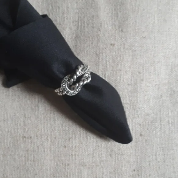 Marc Sterling Silver & Marcasite Twisted Rope Ring - Picture 8 of 9